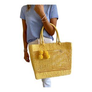 BTB Los Angeles Nancy Raffia Tote NEW CANARY,